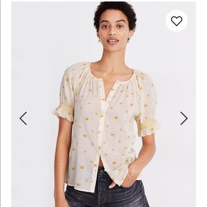Madewell “Smocked Button-Up Top in French Daisies”